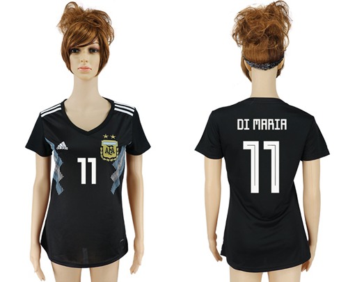 Women's Argentina #11 Di Maria Away Soccer Country Jersey